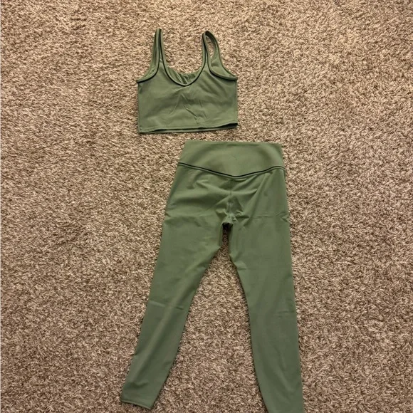 JoyLab Olive Green Leggings and Crop Top Set - Picture 5 of 6